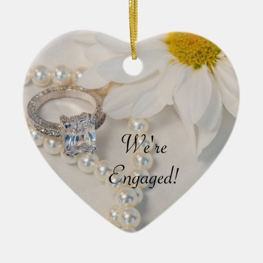 elegant daisy we re engaged heart shaped ornament zazzle elegant daisy we re engaged heart shaped ornament zazzle