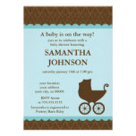Elegant Damask and Baby Carriage Invitations