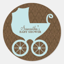 Elegant Damask and Baby Carriage Stickers