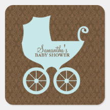 Elegant Damask and Baby Carriage Stickers