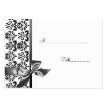 Elegant Damask and Bow Table Place Card Business Cards