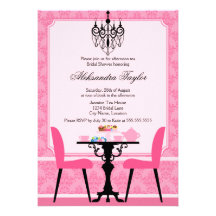 Elegant Damask and Chandelier Tea Party Invitation