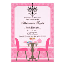 Elegant Damask and Chandelier Tea Party Invitation
