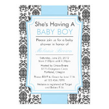 Elegant Damask Baby Shower Invite