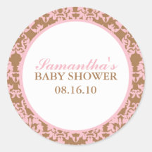 Elegant Damask Baby Shower Stickers
