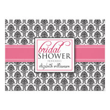 Elegant Damask Bridal Shower Invitation (pink)