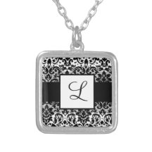 Elegant damask calligraphy design necklace