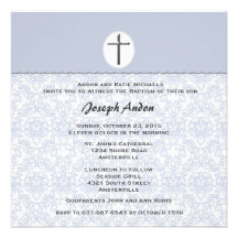 Elegant Damask Collection Blue Invitation