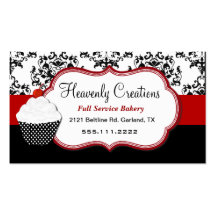 Elegant Damask Cupcake Bakery Business Card