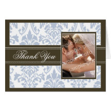 Elegant Damask Custom Thank You Card (ice/brown)