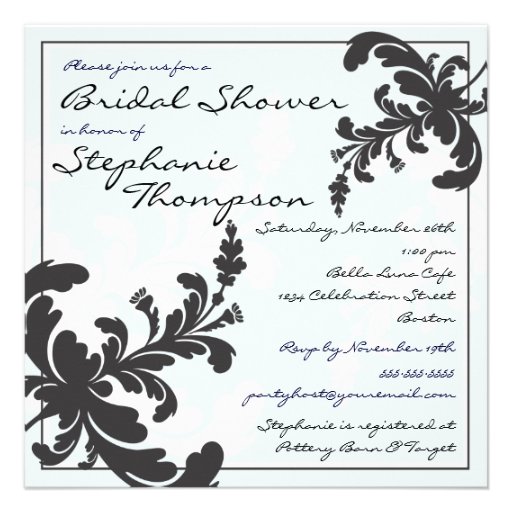 Elegant Damask Floral Bridal Shower Invitation