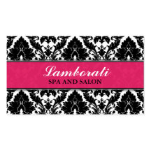 Elegant Damask Floral Pattern Pink Modern Stylish Business Card Template