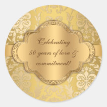 Elegant Damask Floral Swirl Gold Sticker