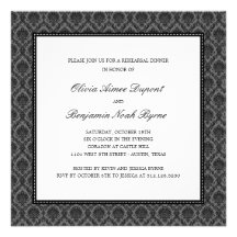 Elegant Damask Rehearsal Dinner Invitation