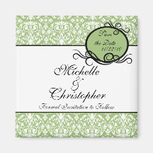 Elegant Damask Save The Date Magnet