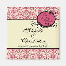 Elegant Damask Save The Date Magnet
