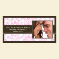 Elegant Damask Save-the-Date Photocard: pink photo cards