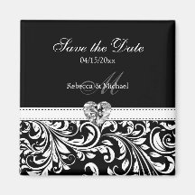 Elegant Damask 'Save the Date' Wedding Magnets
