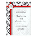 Elegant Damask Side Borders Red Trim Wedding Personalised Invites