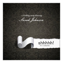 Elegant Damask Surprise Birthday Party Invites