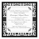 Elegant Damask Swirl Invite [Black and White]