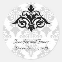 Elegant Damask Wedding Sticker