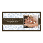 Elegant Damask Wedding Thank You Photocard: ice Custom Photo Card
