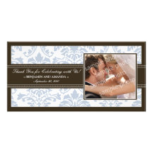 Elegant Damask Wedding Thank You Photocard: ice Custom Photo Card