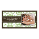 Elegant Damask Wedding Thank You Photocard: sage Customized Photo Card