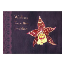 Elegant deco black orchid wedding reception invite