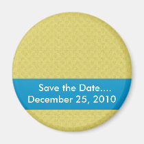 elegant dull yellow damask circles on yellow backg magnets