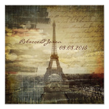 elegant effiel tower vintage paris wedding photo art