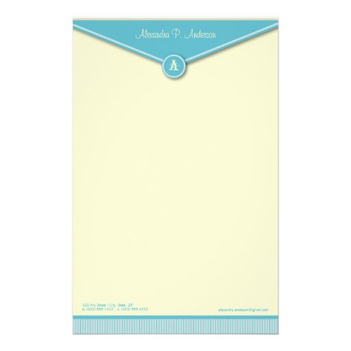 Elegant Envelope (tiffany) Monogram Stationery Zazzle