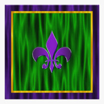 Elegant Fleur De Lis Mardi Gras Wedding invitations