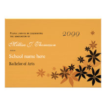 Elegant floral, leaves, bright sunny graduation custom invites