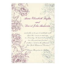 Elegant Floral Wedding Invitations Wine Cream