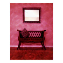 Elegant Foyer Settee Seat Mirror Interior Design Postcards