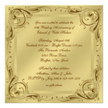 Elegant Gold 50th Wedding Anniversary Party Personalized Announcements