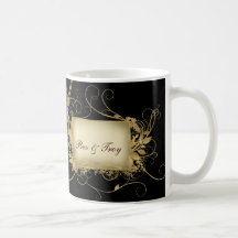 Elegant gold and black swirl design - customise it mug