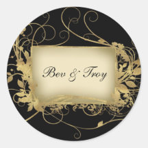 Elegant gold and black swirl design - customise it sticker