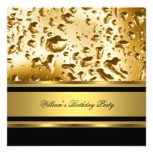 Elegant Gold Birthday Party Mens Man Personalized Announcements