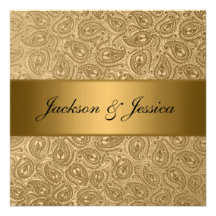 Elegant Gold Bronze Paisley Engagement Party Announcement