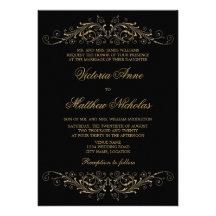 Elegant Gold Colour Flourish and Damask Invitation