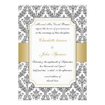 elegant gold ,damask wedding invitation