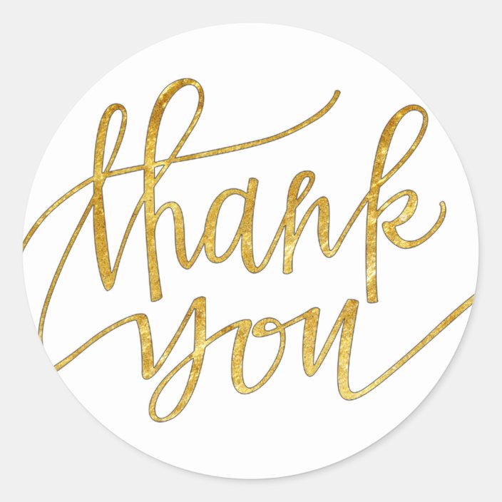 Elegant Gold Foil Calligraphy Thank You Classic Round Sticker Zazzle