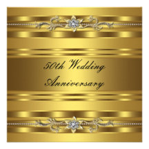 Elegant Gold Golden 50th Wedding Anniversary Personalized Invites