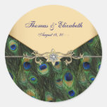 Elegant Gold Peacock Wedding Invitations Sticker