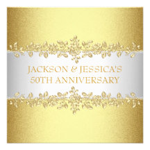 Elegant Gold Roses 50th Anniversary Party Personalized Invites