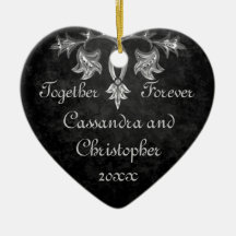 Elegant gothic dark romance together forever heart christmas ornament