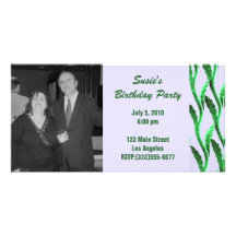 elegant green branches Birthday Photo Card